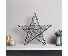 SnowEra Lampada Decorativa a LED in Metallo / Illuminazione Natalizia a Forma di Stella Nera con 140 Micro LED | Colore Luce: Bianco Caldo