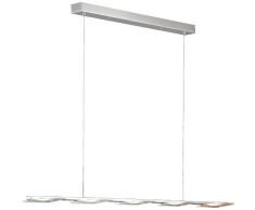 Honsel Leuchten 61555 - Lampadario a sospensione con luci LED, metallo cromato e vetro opacizzato