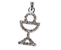 Mopec Pack con Ciondolo a Forma di Calice in Strass, Metallo, Argento, 6Â x 3Â x 1.7Â cm, 12Â Pezzi