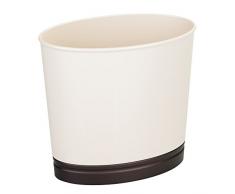 InterDesign York Cestino Rifiuti, Ovale, Plastica, Bianco, 27.6x16.25x25.4 cm