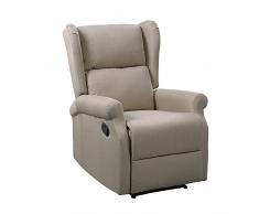 Italian Concept 80 Poltrona Relax Bergere Arlette Oscillante, Similpelle, Beige, 72.5 x 94 x 109 cm