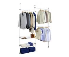 Wenko telescopico Herkules Duo regolabile Sistema di gestione, guardaroba di sistema, Acciaio, Bianco, 38Â x 215Â x 300Â cm
