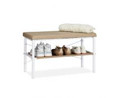 Relaxdays Scarpiera da Ingresso, Panca con Ripiano, Divanetto, per Entrata & Corridoio, HLP: 42x72x32 cm, Bianco/Beige