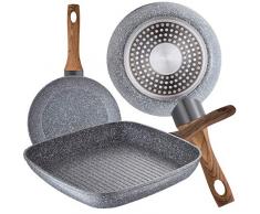 San Ignacio - Set di padelle Daimiel, in alluminio forgiato, induzione 18/22 y asador grill