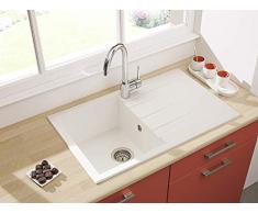 respekta HOUSTON80X50W Lavandino, 60% Materiale Composito di minerali e Fibre di Vetro, 40% Resina, Bianco, 80 x 50 cm