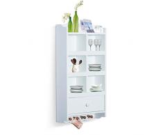 Homcom Scaffale Ciondolo con sei ripiani + 1Â cassetto tipo mobile da parete armadio in legno per sala ingresso bagno o cucina 35Â x 15Â x 77Â cm Bianco...