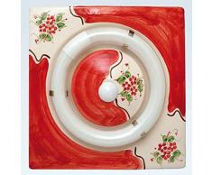 111/22/S/RO - Plafoniera ceramica quadrata colore rosso, reattanza elettrica, senza tubo - 22 W