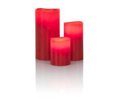 Liown - Candela in cera con luce LED a pile integrata, rosso, taglia m