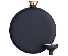 BarCraft Luxury Fiaschetta Tascabile in Acciaio Inox con Imbuto per Travasare, 350 ml - Nero, 11 x 3 x 12,3 cm