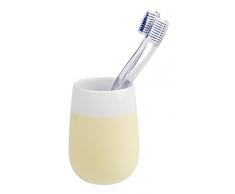 Wenko, portaspazzolino Maltaâ di ceramica, Giallo/Bianco