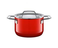 Silit Zeno Red - Pentola Alta con Coperchio in Metallo, 16 cm, 2 l, in Ceramica Funzionale, Adatta a Piani Cottura a induzione, Colore: Rosso