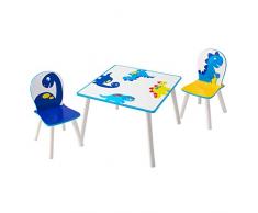HelloHome 527DIE Tavolo per Bambini con Sedie, Legno, White, 63 x 63 x 52.5 cm