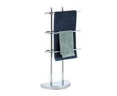 Relaxdays - Portasciugamani Cromato a 3 Bracci, Base semicircolare, Supporto per Asciugamani, in Metallo, 83 x 40 x 18 cm, Argento