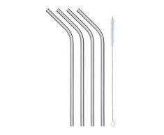 KitchenCraft KCSSSTRAW4PC - Spazzola per la pulizia delle cannucce, riutilizzabile, in acciaio INOX