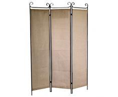 Vacchetti Giuseppe 4205640000 Paravento Yuta, 3 Ante, Metallo, Nero, 44.5 x 1 x 184 cm