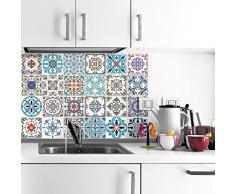 Ambiance-Live, Adesivo da Parete, Adesivo murale: 24 Adesivi per Piastrelle |Â Fotomurale - Mosaico Piastrelle Bagno e Cucina |Â Piastrella Adesiva - Patchwork - 10 x 10 cm - 24 Pezzi