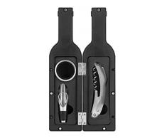 Home Sommelier Cofanetto a Forma di Bottiglia con 3 Accessori per Vino, Nero
