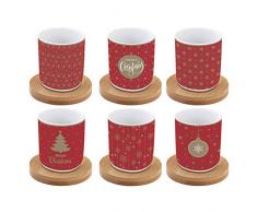 EASY LIFE Set 6 tazzine Espresso con piattini in Bamboo 110ml Christmas