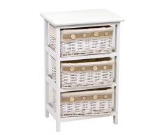Vacchetti Giuseppe 4119010000 Mobiletto Nadia Cassettiera 3 Cassetti, Vimini, Bianco, 38x28x60.5 cm