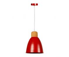lum & Co lampada a sospensione Metallo E Legno, Rosso Opaco