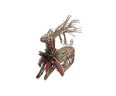 Villa dEste Home Tivoli Xmas Renna Seduta, Polyrattan, Marrone, 40 x 14 x 45 cm