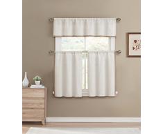 Home Maison Kylie 61 cm di Lunghezza finestre da 28 a 48 Pollici Solo Set di Tende da Cucina con mantovana, Tessuto, Lino e Grano, 58x15(1 Piece) 29x36