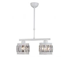 Homemania 8134-70-22 Lampada a Sospensione Armila, Lampadario, Pendente, Luce, Bianco in Metallo, Cristallo, 42 x 42 x 70 cm