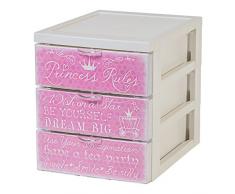 IRIS Ohyama, Scaffale Design Ufficio 3 cassetti - Stile Chest - CFS-A5, plastica, Tema Principessa, 6 L, 19,1 x 25,8 x 22 cm