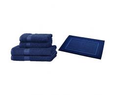 AmazonBasics - Set da 2 Asciugamani da Bagno e 2 Asciugamani Resistenti allo Scoloramento, Blu Reale, 500g/mÂ² & Badvorleger mit rechteckiger BordÃ¼re, 100% Baumwolle (1.200 g/mÂ²), 50,8 x 78,7 cm