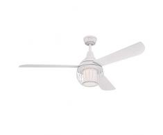 Westinghouse Lighting 72207 Ventilatori da soffitto Bianco Graham da 132 cm, Kit di Luce LED dimmerabile con Vetro Opale smarigliato, Paralume a Gabbia, Telecomando Incluso 54 W