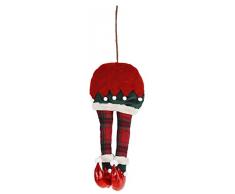 LORENZON GIFT NAL-0108 Addobbo Albero Natale Gambe Elfo Grandi, Tessuti Vari, Rosso, Unica