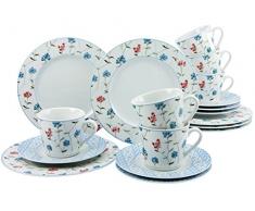 Creatable 17287 Serie Country Annika, Set di stoviglie servizio da caffè 18 pezzi, porcellana, multicolore, 24.5 x 22.5 x 35 cm, 18 unitÃ