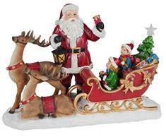 LORENZON GIFT NBB-4016 Babbo Natale su Slitta con LED, POLIRESINA, Rosso, Unica