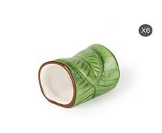 Excelsa Foliage Set 6 Anelli Portatovagliolo, Ceramica