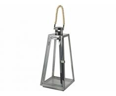 H&H 8406840 Lanterna Inox Manico in Cotone Titanio17X17Xh40 Luci E Decorazioni Casa, Metallo, Grigio, 19x19x42 cm