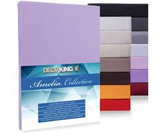 DecoKing 09789 Jersey Spannbettlaken 80x200-90x200 Microfaser Spannbetttuch Violet Boxspringbett Amelia Lenzuola ad Angoli Elastici, Microfibra, Violett, 90 x 200 cm