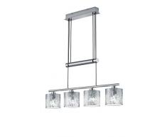 Trio Garda Lampada a Sospensione, 4 Diffusori con Bilanciere Regolabile E14, Nichel Opaco