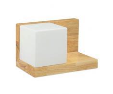 Relaxdays - Lampada da Parete a cubo in Stile retrò, E27 Max. 40 Watt, Legno, Vetro Latte, HBT: 15,5 x 24 x 15 cm, Colore Naturale