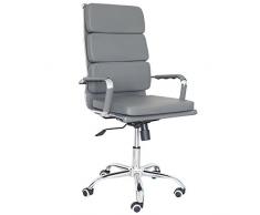 Italian Concept 65 Poltrona Mito Presidenziale, Metallo Cromato, Similpelle, Poliuretano, Grigio, 56 x 61 x 117 cm