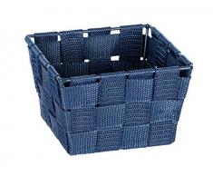 Wenko Adria Mini 23782100 - Cestino portaoggetti da Bagno, Quadrato, in plastica Intrecciata, 14 x 9 x 14 cm, Colore: Blu Scuro