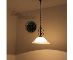 mattschwarze lampadario con vetro alabastro 1/4/754 lampada da soffitto stile rustico lampadario lampada a sospensione per sala da pranzo salotto cucina, nero