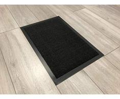 Serdim Rugs - Zerbino con Bordi in Gomma Antiscivolo, Carbone, 60 x 180 cm (2 x 6)