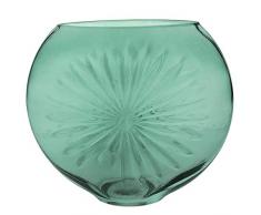 Gisela Graham - Vaso a disco in vetro, motivo margherite, piccolo, colore: Verde