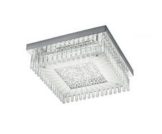 Reality Topas Plafoniera LED, Quadrata, Diffusore con Pendagli Integriert, 18 W, Cromo, 36 x 36 x 11,5 cm