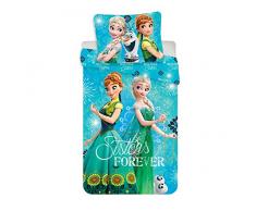 Jerry Fabrics 17BS110 Biancheria da Letto Disney Frozen, 100% Cotone, Turchese, Singolo, 200x90x0.5 cm