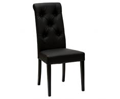 La Seggiola Billionaire, Art. 124, Sedia in Ecopelle Soft Nero, Struttura Laccata in Tinta, Set. 2 Pz