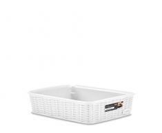 Stefanplast Elegance Cestino Rattan, Bianco, 25x19x6 cm