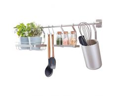 iDesign Austin Barra portautensili Cucina, Portaspezie da Parete in Metallo Anche per mestoli e vasetti di odori, Argento Opaco, 63.8 x 14.5 x 23.8 cm