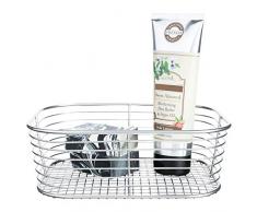 iDesign Vienna, Piccolo portaoggetti Bagno in Metallo Ideale Come Cestino portacosmetici o per Gli Asciugamani, Argento, 24,6 cm x 23,9 cm x 7,6 cm