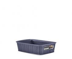Stefanplast Elegance Cestino Rattan, Blu, 20x14x6 cm